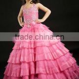 Thousand Layered Halter Beaded A-line Prom Gown Party Dress For Little Girl PT-257