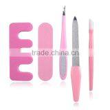 5Pcs /Set Manicure Set Steel Nail Clipper Emery Board Double Side Nail File Supplier's Choice