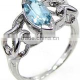 Amazing ! Blue Topaz Ring & .925 Sterling Silver Ring Jewelry Wholesale Silver Jewelry