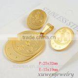 Custom Engraved Stainless Steel 18k Gold Plated Jewelry Set