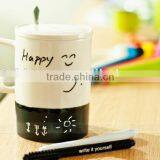 Creative Hot-selling Fashion Starbuck Black and White Meaage Promotional Gift Ceramic Office Mug With Lid Spoon and Wiring Pen thumbnail-3