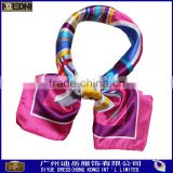 Factory custom silk screen print square scarf for lady