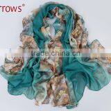 2016 Rose Patterns Gradient 100% Polyster Inmitated Silk Scarf Pashmina Scarves/ Large Shawls Ponchos Wraps Women 145x170cm thumbnail-5