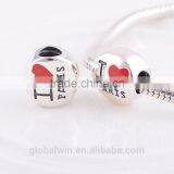 925 Sterling Silver Charm Enamel Heart Paris Charms Silver Beads For Snake Chain Bracelet DIY Jewelry thumbnail-5