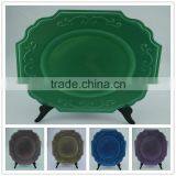 Square Plastic Wedding Charger Plates for Wedding and Home Table Use Decoration Square Black Charger Plates thumbnail-1