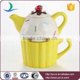 Wholesale Modern Yellow Cup Ceramic Teapot for One Person thumbnail-1