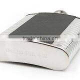 4 OZ Flagon With Black Twill Leather Hip Flask thumbnail-6