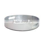 Round Silver Faux Leather Tray For Home/Office thumbnail-2