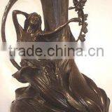 New Products Metal Brass Flower Lady With Vase Statue thumbnail-1