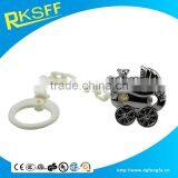 Die Casting Zinc Alloy Material Baby Carriage Shape Baby Pacifier Clip With Plastic Chain thumbnail-6