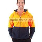 Orange/Navy Safety Jacket Full Zip Polar Fleece Hi Vis Hoodies thumbnail-1