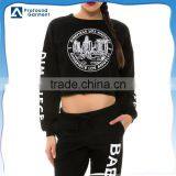 Wholesale New Design Popular Black Crop Top Printed Cheap Pullover Women Hoodie thumbnail-1