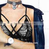Sexy Lace Net Bra Panty Soft Bra Push Up Deep V Straps Polka Dots Bralette Beautiful Bra Sexy Bra Design Latest Fashion Sexy Bra thumbnail-2