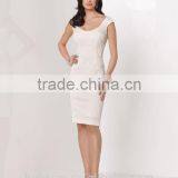 New Fashion off Shoulder Knee Length White Party Dress thumbnail-1
