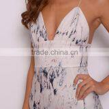 Marble Print Plunge Midi Dress Girl's Dress Design thumbnail-3