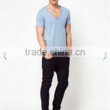 Clothing Manufacturers Custom Mens Deep v Neck T-shirt thumbnail-3