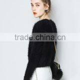 Lady Custom Plain Soft Fuzzy Mohair Fitted Sweater Pullover With High Quality thumbnail-4