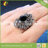 Punk Rock Hollow Out Jewelry Mens Ring Vintage Jewelry Finger Rings Luxury Black Resin Stones Retro Ring thumbnail-6