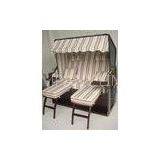 Outdoor Garden Dark Brown Roofed Wicker Beach Chair & Strandkorb With Cushion