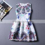 Multi Color Girl Flower Printed Princess Holiday Dress/ Girl Sleeveless Knee Length Princess Dress/new Design Girl Printed Dress thumbnail-4