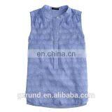 Chiffon Swing Print Shell Tops and Blouse, Hot Sale Female Clothes Fashion Blouse Collar Blue thumbnail-1