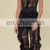 Fashion New Designs Sleeveless Ruffle Front Lace Black Rompers Jumpsuits for Women 2017 thumbnail-2