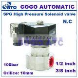 GOGO 0.5-100bar SS304 3/8 1/2 Inch High Pressure Solenoid Valve 12V DC Orifice 10mm N.C Stainless Steel Water Wash Pump Valve thumbnail-3