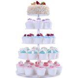High Quality Custom Clear Happy Birthday Decoration Acrylic Wedding Cake Stand thumbnail-2