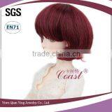 Short Cheap Cute Bob Cut Burgundy Doll Wig thumbnail-3