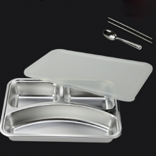 100% Stainless Steel 3 In 1 Three Compartment Divided Dinner Plate thumbnail-2