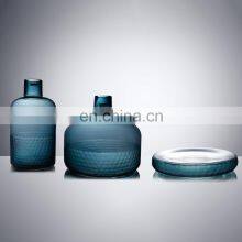 Guangzhou Manufacturer Wholesale Home Table Decoration Blue Glass Jar Vase Set thumbnail-1