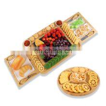 Lazy Susan Bamboo Charcuterie Board Wood Cheese Board With Fruit Tray thumbnail-1