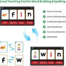 CVC Word Builder Desktop Pocket Chart With 107 Cards, Kids Word Builder Games for CVC CVCC CCVC Learning Reading Spelling Early Education Tool for Preschool Kindergarten Classroom thumbnail-3