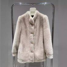 Mid-length Eco-friendly Fur One-piece Coat for Women's European Station Winter New Warm Faux Mink Coat thumbnail-3