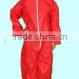 Disposable workwear Protective safety Red Coverall non woven PP coverall with hood and boot