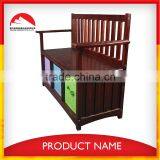 Brown Wooden Bench With Storage Box,wooden Bench With Back for Kids thumbnail-2