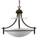 3 Light Pendant Chandelier(Lustre/La Arana) in Classic Oil Rubbed Bronze Finish With White Glass Bowl thumbnail-1