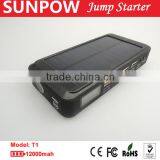 Sunpow 2015 Best Car Accessory Solar Energy Emergency Power 12000mah Lithium Battery 12v Car Jump Starter With Air Compressor thumbnail-2