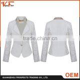 Wholesale China Clothes Factory White Woven Lace Formal Ladies Blazer Designs