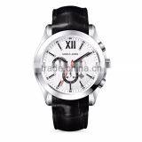 Heavily OS20 Movement Black Leather Quartz 45mm Mens Watch Chronograph