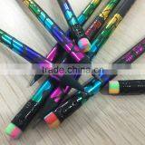 Standard Size Round Shape Black Wood Heat Rolling Rainbow Laser HB Pencil Sharpened With Rainbow Eraser thumbnail-4