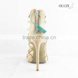 OLNS004 Classics Ladies Black High Heel Dress Sandals Suede Platform Heels Metal Strap Decorated Women Sandals Shoes thumbnail-6