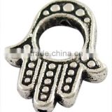Tibetan Silver Hamsa Hand Beads Frame, Lead Free & Cadmium Free, Antique Silver(LF0265Y)