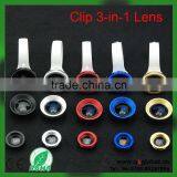 Universal Circle Clip Camera Lens Fish Eye Lens + Wide Angle + Micro Lens 3-in-1 Kit for Iphone 6