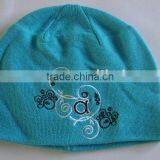 TYH011 Lovely Blue Color Wool/Acrylic Embroidered Fashion Hat