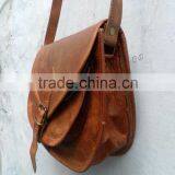 pure leather cross body side bag/real leather saddle bags/leather satchel