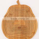 Large Flatware Pear Shaped Folding Bamboo Collapsing Wooden Hanging Bread Roll Basket thumbnail-4
