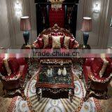 Luxury European Style Solid Wood Flower Hand Carving Genuine Leather Sofa Set thumbnail-1