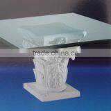 Modern Style Glass Top Hand Carved Marble Base Dining Table thumbnail-4