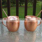 MOSCOW MULE MUGS With Straw/ Copper Mug With Copper Straw/ SOLID COPPER MUGS MANUFACTURER INDIA thumbnail-1